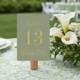 Modern Script Citrus Green Formal Wedding Bordsnummer