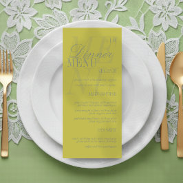 Modern Script Citrus Green Formal Wedding Meny