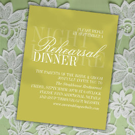 Modern Script Citrus Green Wedding Rehearsal Tilläggskort