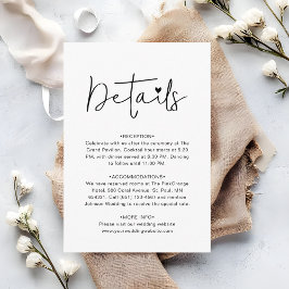 Modern Script Contemporary Wedding Details Tilläggskort