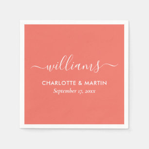 Modern Script Coral Bröllop Pappersservett
