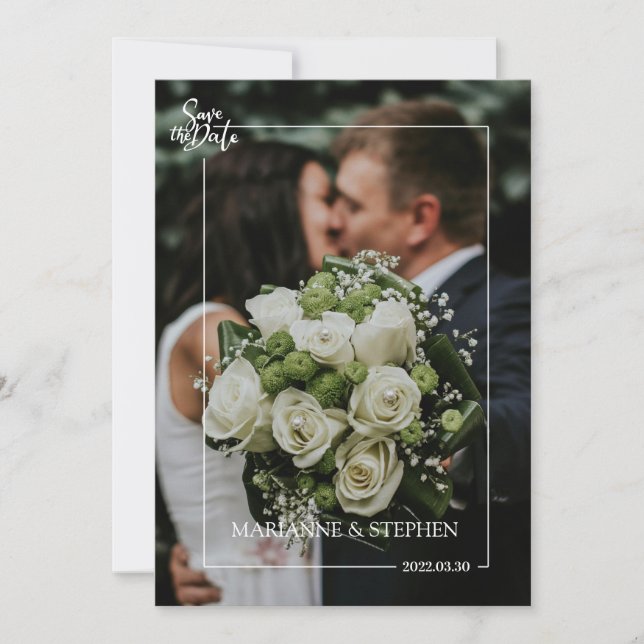 Modern Script Custom Photo Elegant Wedding  Inbjudningar (Framsida)