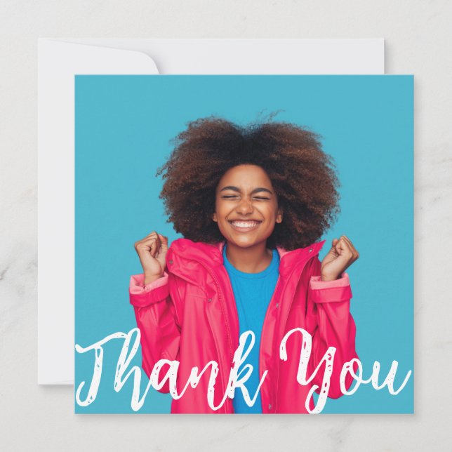 Modern Script Custom Photo Graduation Thank You  I Inbjudningar (Framsida)