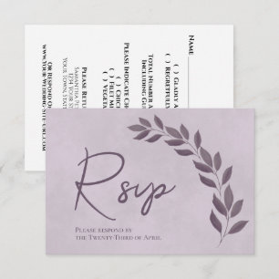 Modern Script Dammtorpslila & Plommonblad Bröllop OSA Kort