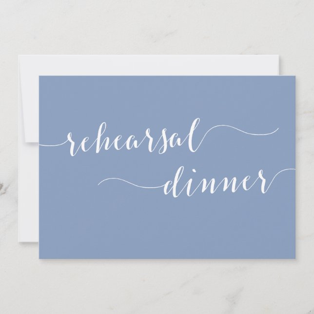 Modern Script Dusty Blue Wedding Rehearsal Dinner Inbjudningar (Framsida)