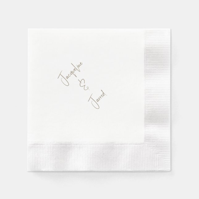 Modern Script Elegant Bröllop Sminkad Cocktail Pappersservett (Framsidan)