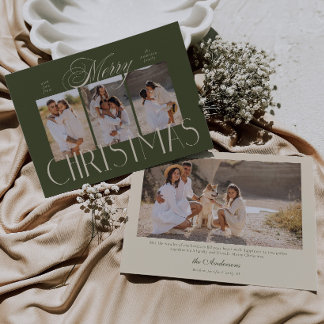 Modern Script Elegant God Jul 4 Bilder Julkort