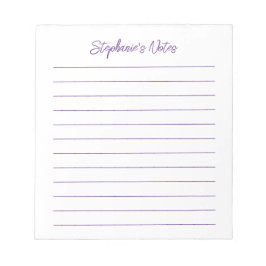 Modern Script Elegant Purple Lined Personalized Anteckningsblock