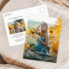 Modern Script Enkel Foto Examen Inbjudan Vykort