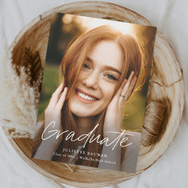 Modern Script Examen Enkel Foto Examen Inbjudningar