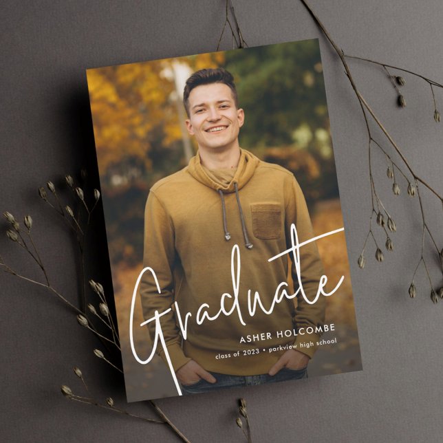 Modern Script Examen Enkel Foto Examen Meddelande Vykort (Skapare uppladdad)