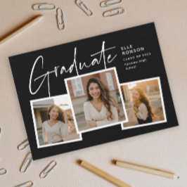 Modern Script Examen Fotos Kollage Examen Inbjudningar