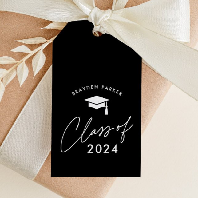 Modern Script Examenklass Favor Presentetikett (Simple class of 2024 (editable year) graduation favor tag.)