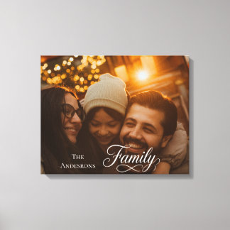 Modern Script Familj Anpassad Foto Namn Canvastryck