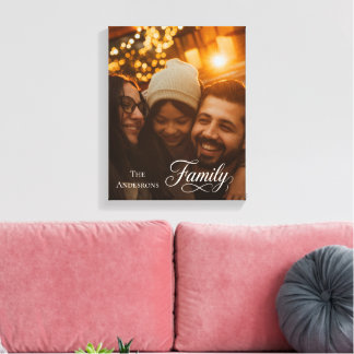 Modern Script Familj Anpassad Foto Namn Canvastryck