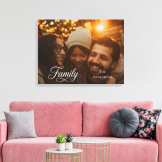 Modern Script Familj Anpassad Foto Namn Canvastryck