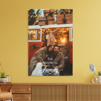 Modern Script Familj Anpassad Foto Namn Canvastryck