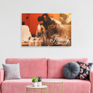 Modern Script Familj Anpassad Foto Namn Canvastryck