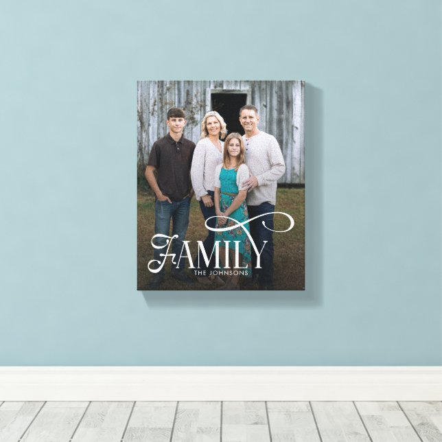 Modern Script Familj Anpassad Foto Namn  Canvastryck (Insitu (trägolv))