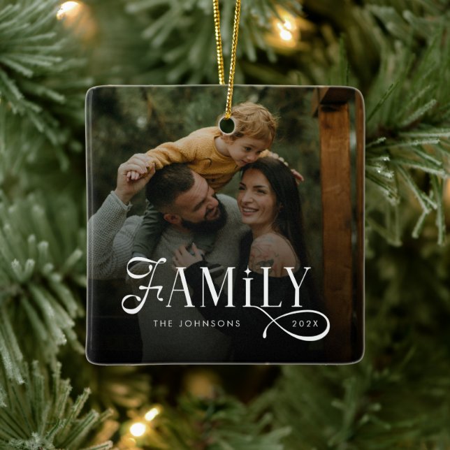 Modern Script Familj Anpassad Foto Namn  Julgransprydnad Keramik (Träd)