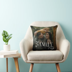 Modern Script Familj Anpassad Foto Namn Kudde