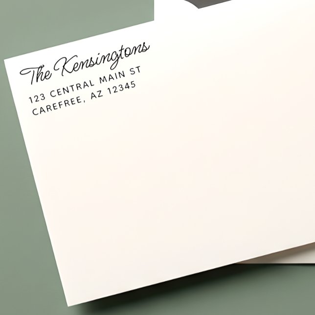 Modern Script Familjenamn Returadress Självfärgande Stämpel (Skapare uppladdad)