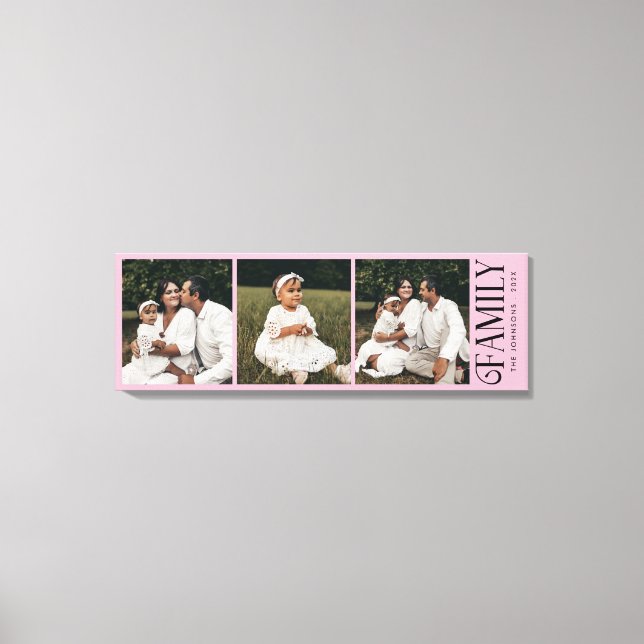 Modern Script Family Custom 3 Photos Name  Canvastryck (Framsida)