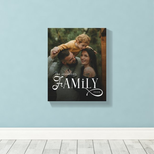 Modern Script Family Custom Photo Name  Canvastryck (Insitu (trägolv))