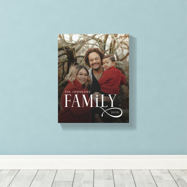 Modern Script Family Custom Photo Name  Canvastryck (Insitu (trägolv))