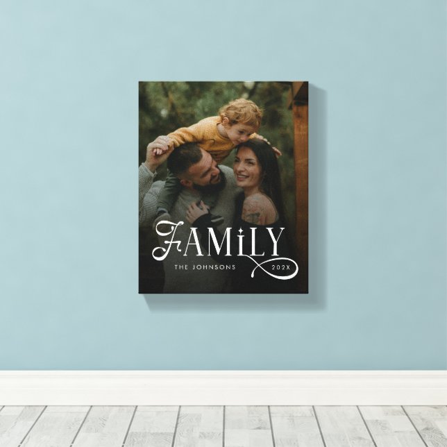 Modern Script Family Custom Photo Name  Canvastryck (Insitu (trägolv))