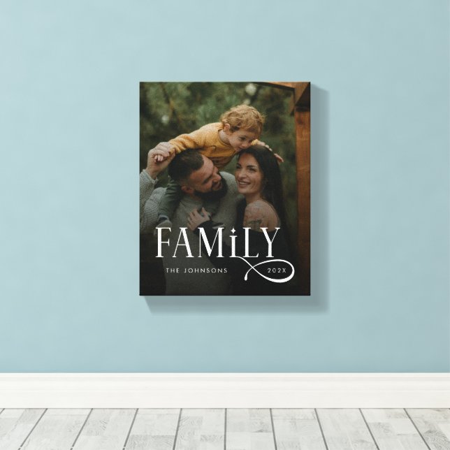 Modern Script Family Custom Photo Name  Canvastryck (Insitu (trägolv))