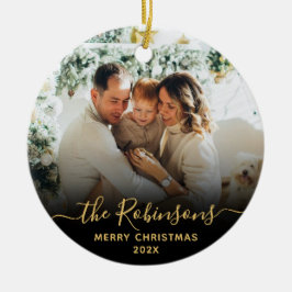 Modern Script Family Namn Photo God jul Julgransprydnad Keramik