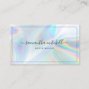 Modern Script Faux Holography Beauty Salon Visitkort