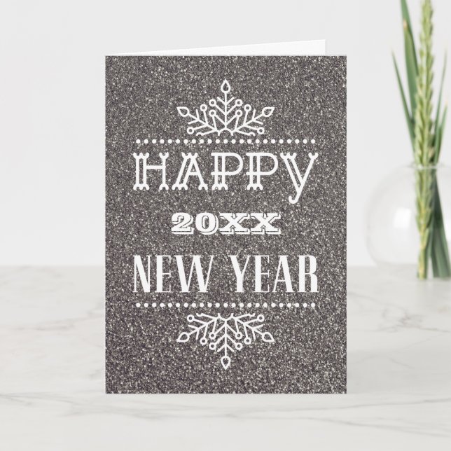 Modern Script Festive Silver Glitter Corporation Helgkort (Framsida)
