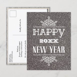Modern Script Festive Silver Glitter Corporation Vykort
