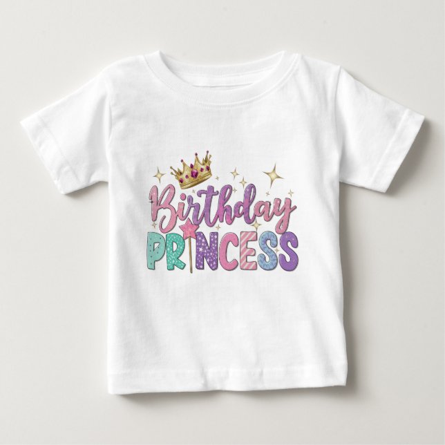 Modern Script Födelsedags prinsessa Baby T Shirt (Framsida)