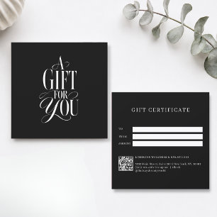 Modern Script Font Svart QR-kod Presentkort