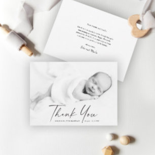 Modern Script Foto Baby Tack Kort
