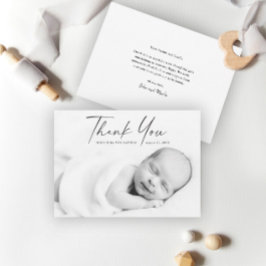 Modern Script Foto Baby Tack Kort