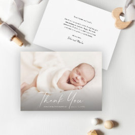 Modern Script Foto Baby Tack Kort