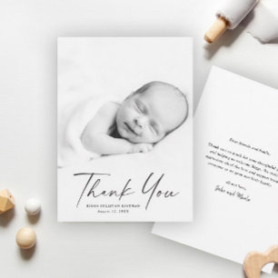 Modern Script Foto Baby Tack Kort