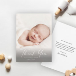 Modern Script Foto Baby Tack Kort