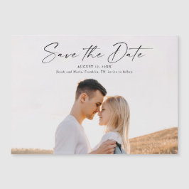Modern Script Foto Bröllop Save The Date Magnetisk Inbjudningskort