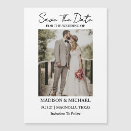 Modern Script Foto Bröllop Save The Date Magnetisk Inbjudningskort