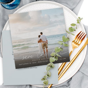 Modern Script Foto Bröllop Save The Date Spara Datumet