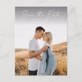 Modern Script Foto Bröllop Spara Datum Meddelande Vykort