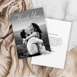 Modern Script Foto Bröllop Tack Kort