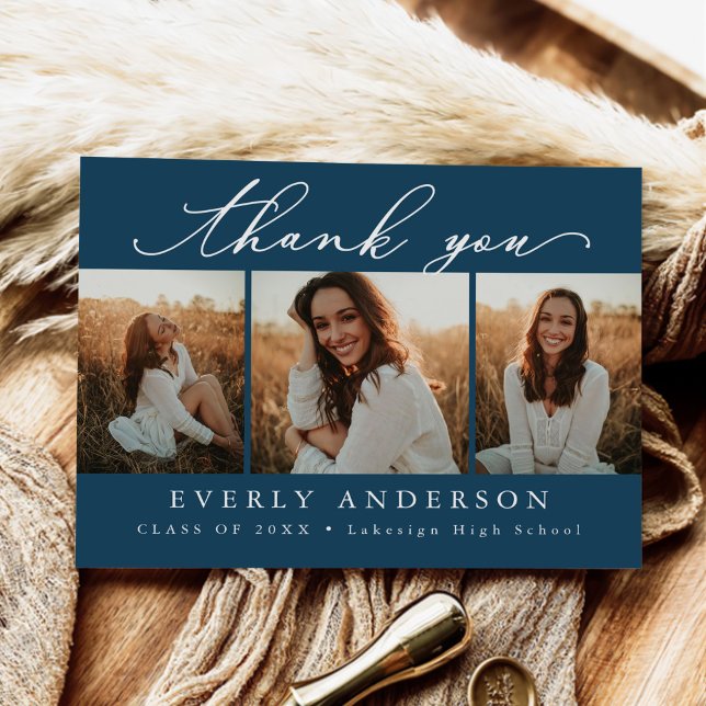 Modern Script Foto Tacksamhet för Examen Vykort (Skapare uppladdad)