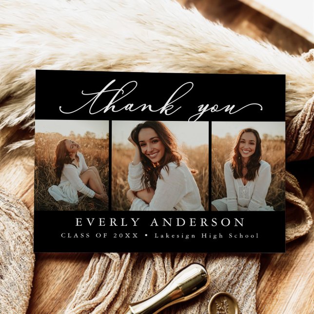 Modern Script Foto Tacksamhet för Examen Vykort (Skapare uppladdad)