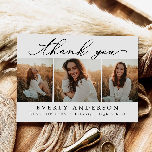 Modern Script Foto Tacksamhet för Examen Vykort (Skapare uppladdad)